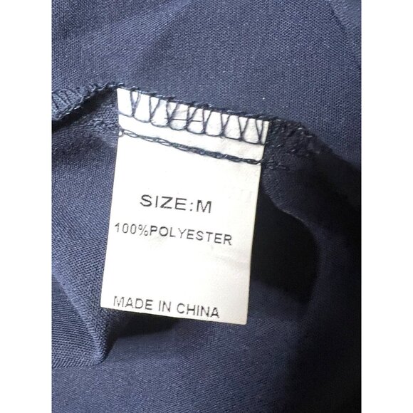 Navy Blue Womens Tank Top Adjustable Straps Crochet Front V neck MEDIUM - Picture 3 of 3